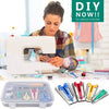 A set of professional sewing bias binder tools including various needles and tools in a clear plastic case.