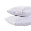 A white waterproof zippered pillow protector shown in two stacked forms.
