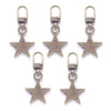 A set of five metal zipper pull replacement kits featuring star-shaped charms.