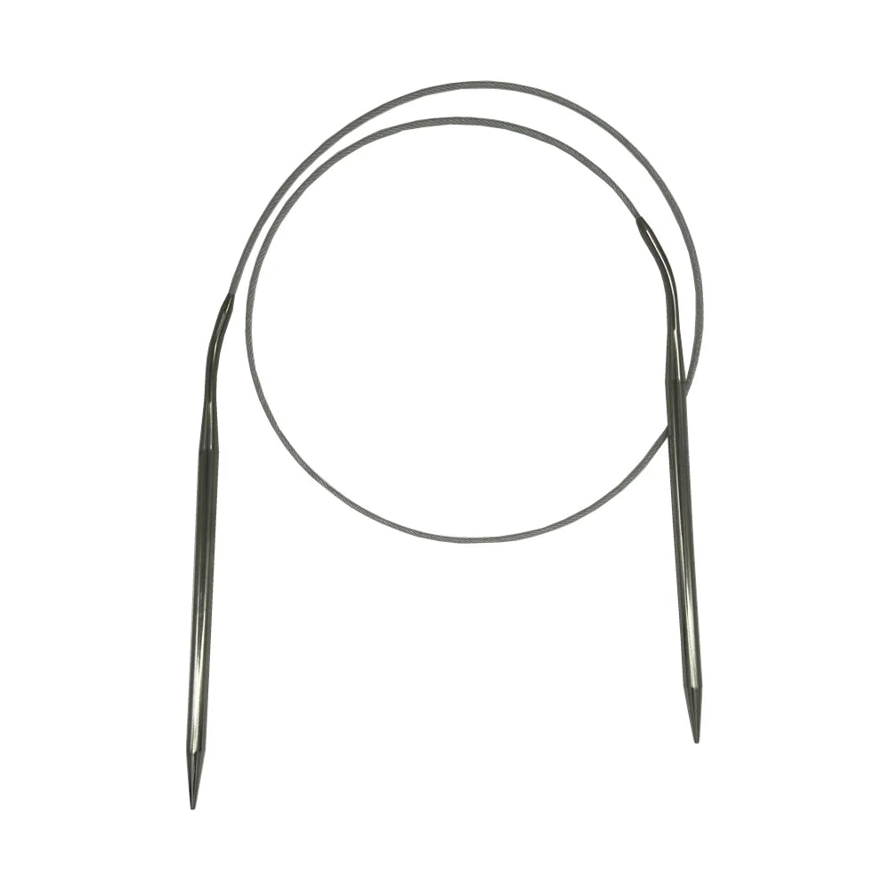 Stainless steel circular knitting needles set with a long wire and two needles