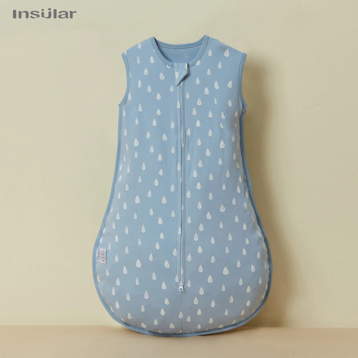 Light blue unisex cotton sleep sack for baby and toddler with a zipper