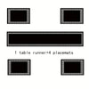 A set of one table runner and four geometric placemats with ornate borders.
