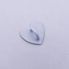 A small, smooth, white metal heart-shaped phone charm connector.