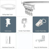 A set of flexible bendable curtain track components including ceiling wall track, end covers, track gliders, clips, hardware 