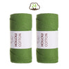 Two spools of bright green hollow cotton yarn for DIY crafting