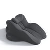 A dark gray ergonomic memory foam reading pillow shaped for back and head support.