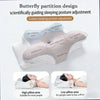 Butterfly partition design sleeping pillow with side and supine sleeping areas for guided posture adjustment