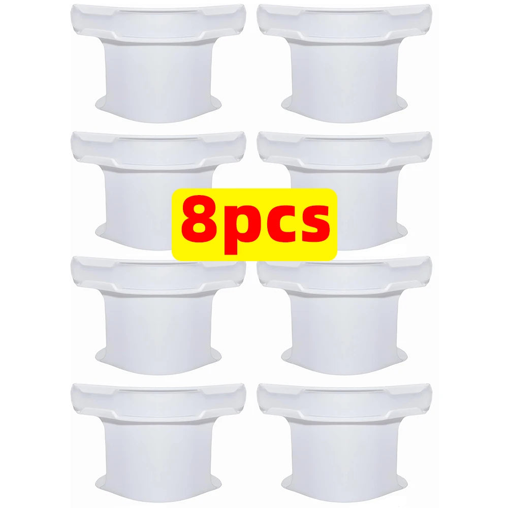 Eight heavy duty fitted sheet clips in a pack of four white plastic clips.