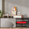 Linen-gray white self-adhesive 3D thermal insulation wallpaper roll with a wooden shelf and potted plant