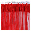 Red thread curtain tie-back featuring 100cm wide and 200cm high strands