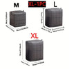 Three fabric storage bags labeled M, XL-1PC, and L, showing different sizes and dimensions.
