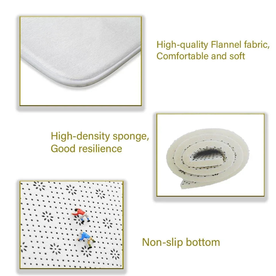 A set of non-slip geometric patchwork floor mats showing the fabric texture and design.