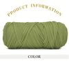 A tightly wound ball of olive green thick polyester blended yarn for crafting.