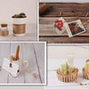 Mini wooden clothespins with jute twine displayed on a wooden surface.