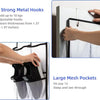 Over-the-door shoe organizer with strong metal hooks and large mesh pockets for shoes