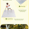 A baby is sitting on a waterproof play mat designed to protect the floor from spills and stains.