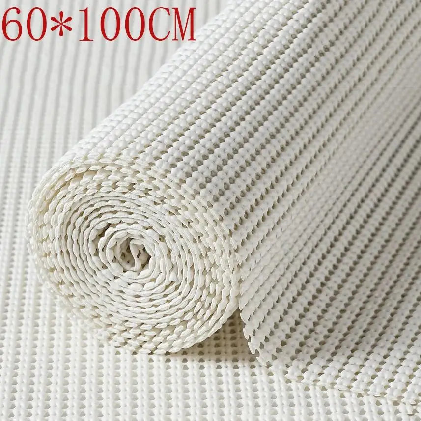 Roll of white silicone non-slip drawer liner for storage