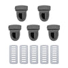 A set of five silver metal bag lock clasps for handbags and totes.
