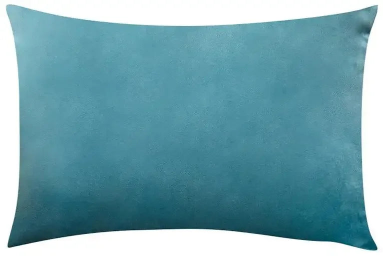 A square teal velvet throw pillow cover with a smooth texture.