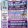 A purple throw blanket with white text expressing love and appreciation for a grandma.