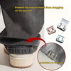 Close-up of invisible pants hem clips used to prevent trouser hems from dragging on the ground.