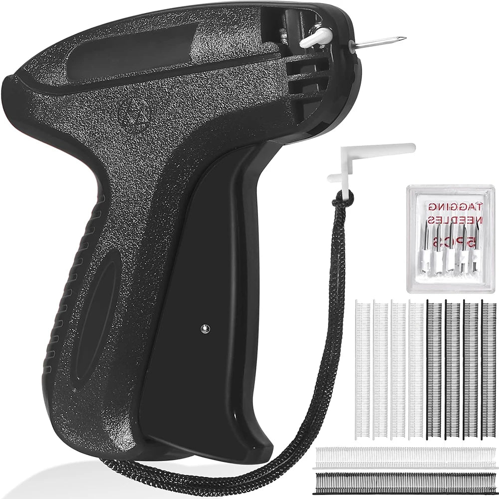A black reusable quilt and fabric fixer tool with various clips and needles shown.