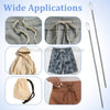 A collection of various products demonstrating wide applications including a drawstring tool, hooded garment, shorts, and a f