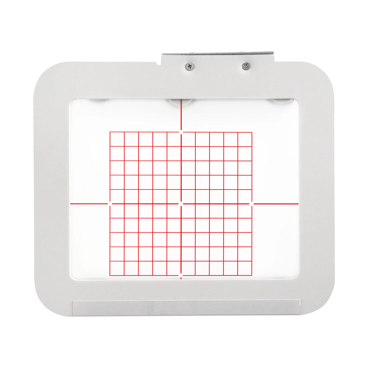 A white magnetic embroidery hoop set with a grid pattern for sewing projects.