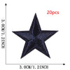 A dark blue five-pointed star embroidery patch shown against a white background.