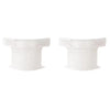 A pair of white heavy duty bed sheet corner tightener clips.