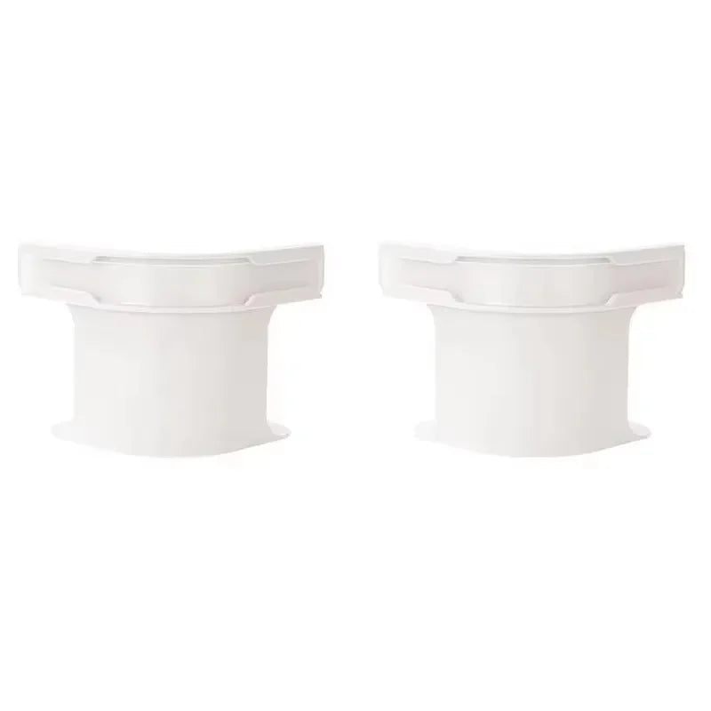 A pair of white heavy duty bed sheet corner tightener clips.