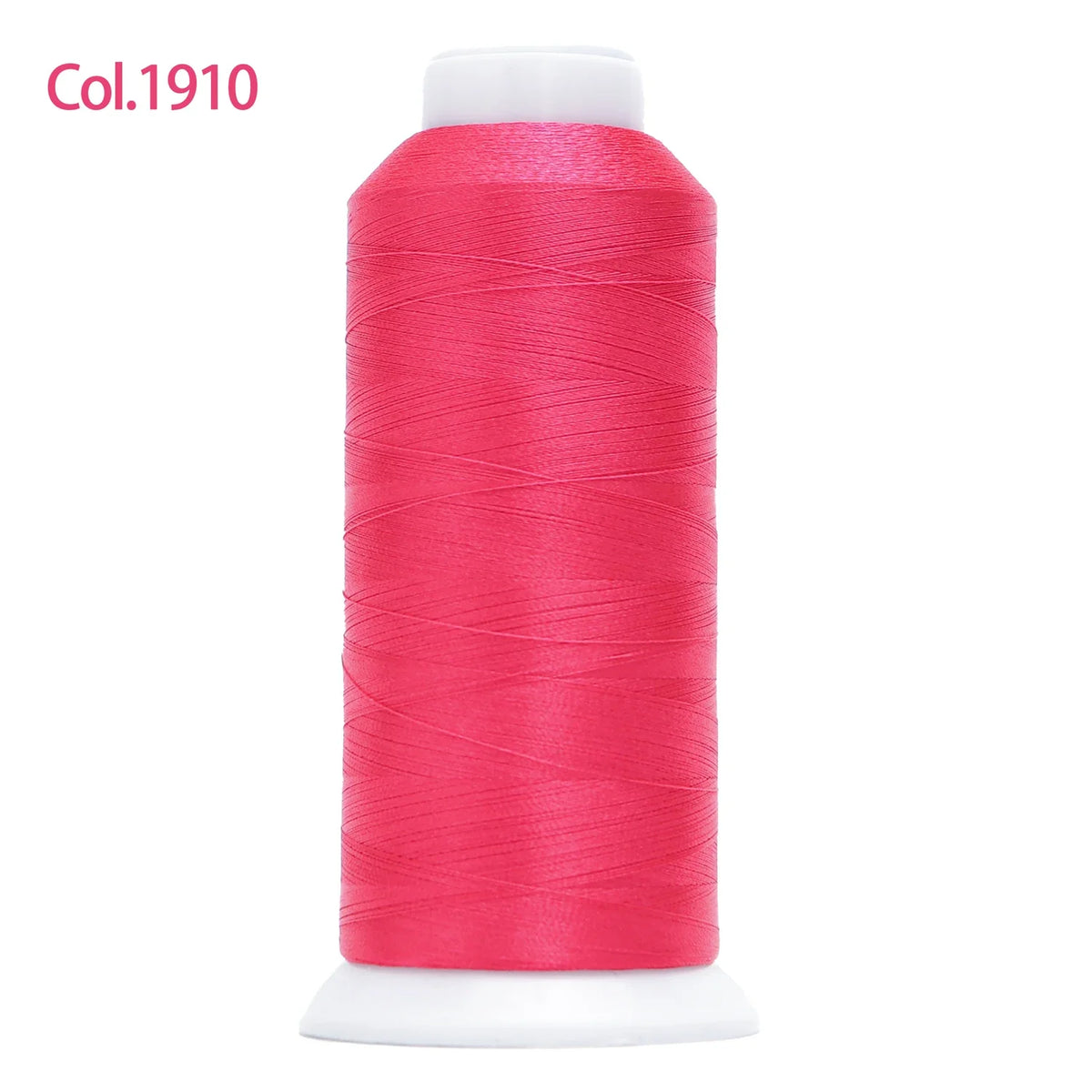A spool of bright pink embroidery thread labeled Col.1910