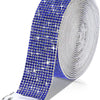 Blue crystal rhinestone sticker ribbon with diamond trim rolled up for crafting and decor