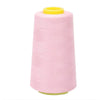 A roll of pink premium sewing thread with a yellow core.