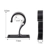 Black multi-style curtain rod brackets showing various mounting options and dimensions.