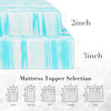 Selection guide showing various sizes of mattress toppers including Twin, Twin XL, Full, Queen, and King.
