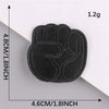 A black embroidered leather patch shaped like a palm print, measuring 4.6cm by 4.8cm.