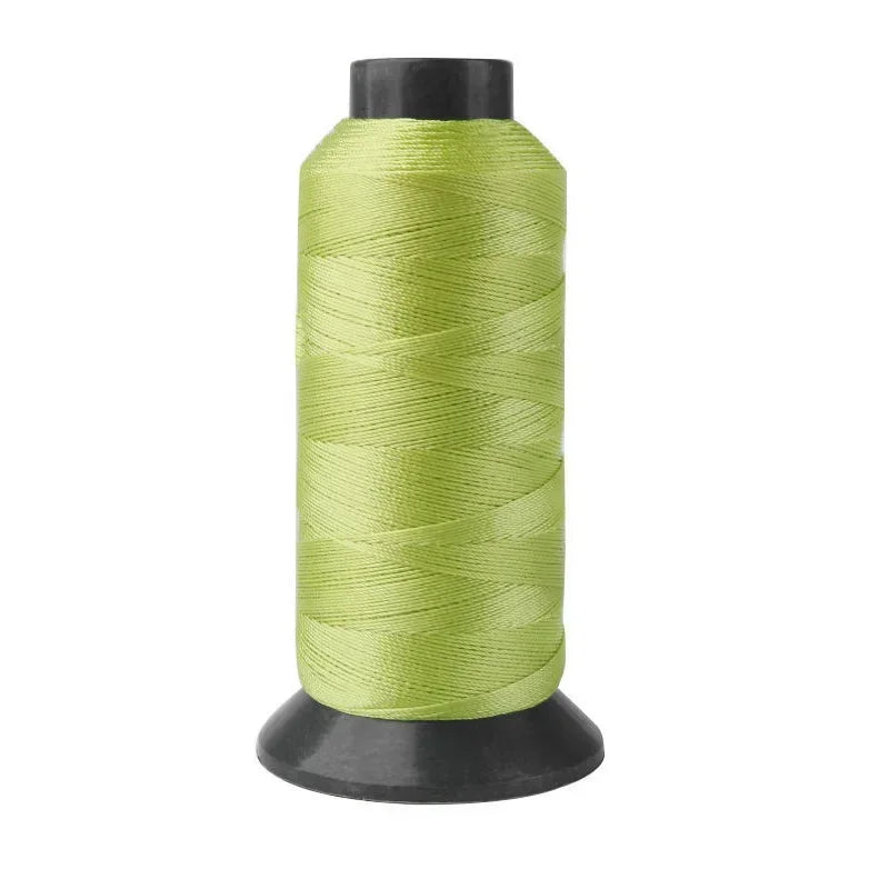 Roll of heavy duty 3-ply nylon sewing thread in lime green