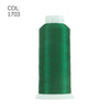 A spool of dark green embroidery thread with a white core and cap.