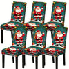 Set of four Santa Claus pattern stretch chair covers featuring festive red and white designs