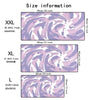 A comparison chart showing the size dimensions for XXL, XL, and L versions of an art vortex mouse pad.