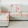 Diagram showing the dimensions of a sofa protection cover, labeled A through K.