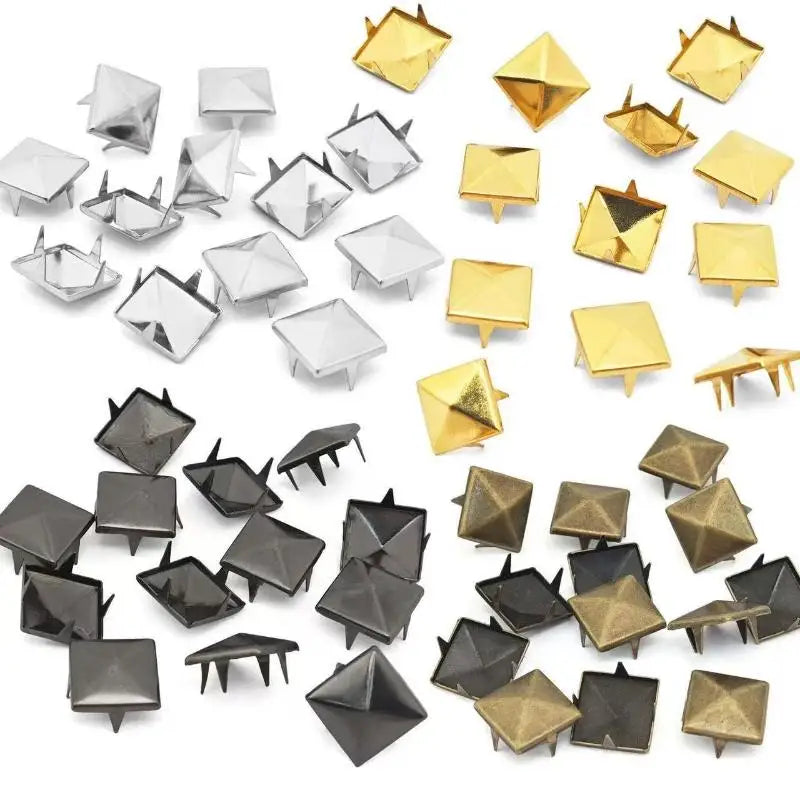 Square Pyramid Metal Studs for DIY Leathercraft and Punk Fashion