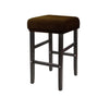 A dark brown jacquard elastic bar stool slipcover with a four-legged wooden frame.