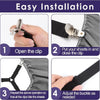 Four steps showing how to easily install and adjust adjustable bed sheet straps for fitted sheets