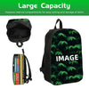 A black cartoon football sports backpack featuring a green leaf pattern.