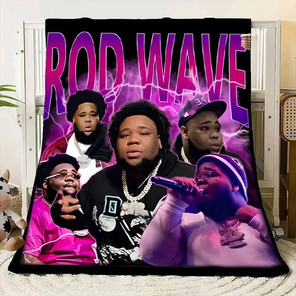 A poster featuring four men with purple lightning effects and the text ROD WAVE