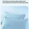 Light blue quilted pillowcase showing a multi-layered touch experience for deep sleep.