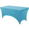 Light blue stretch tablecloth set for dining and event decor