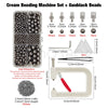 A set of cream beading machine beads including various sizes and a bead setting kit with rivets.